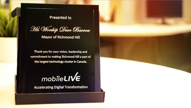 plaque of recognition from the Mayor of Richmond Hill